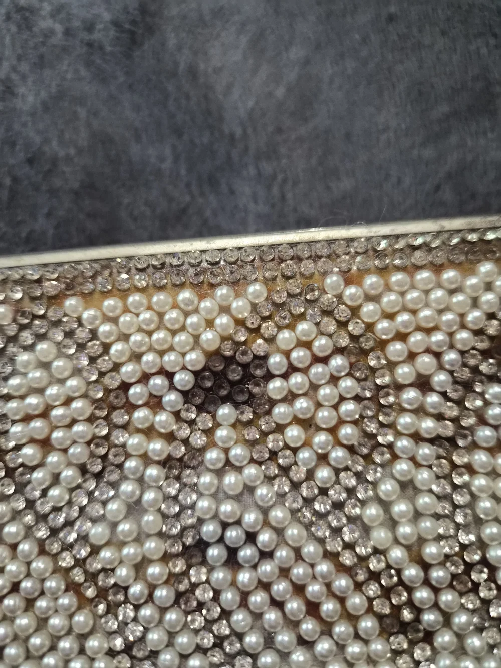 Kate Landry Crystal Embellished Beige and Irradecent Women’s Clutch